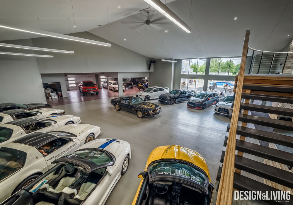 7,000-square-foot garage, cars